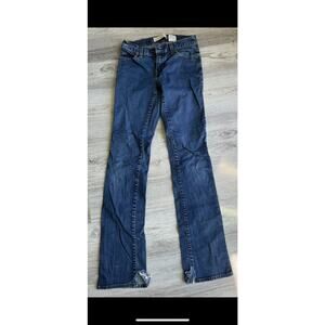 Women Junior Jeans Gap Size 1 Modern Boot Cut Distressed Pant Bottom #442